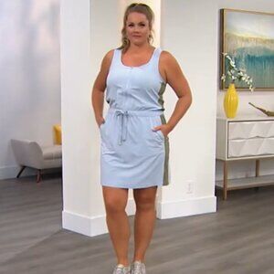 New! Laila Ali Sleeveless Traveler Athleisure Dress- Blue